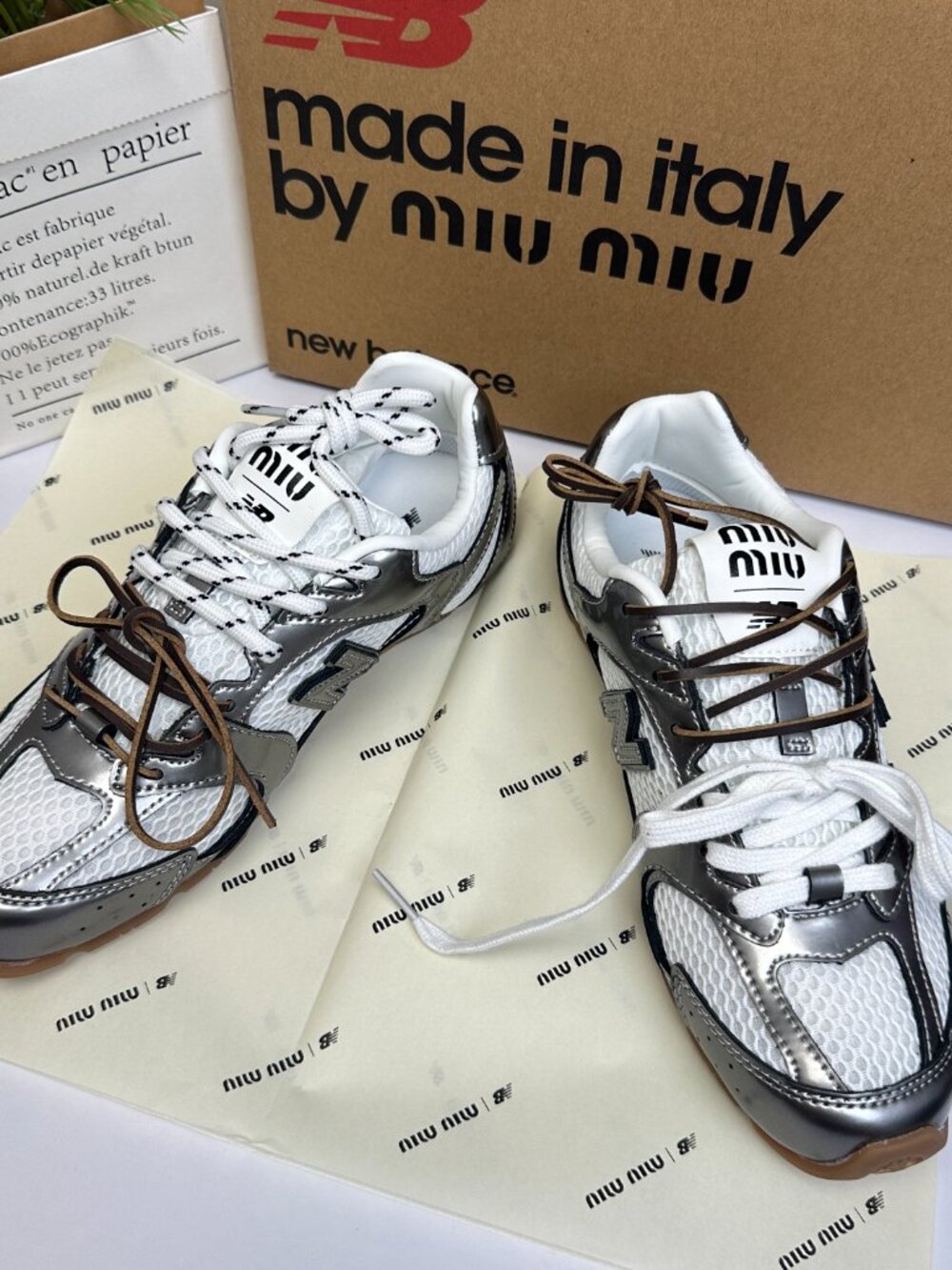 Women's MIU MIU Stylish Shoes Thin-Soled Low-Top Casual Silver Shoes US9/EU39 - Picture 4 of 9